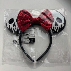 Spooky Skull Ears Headband with Red Sequin Bow